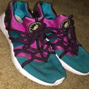 Blue and purple Nike hurraches